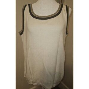 * DU RHONE COLLECTION White Black Gold Knit Tank Top Ladies Large